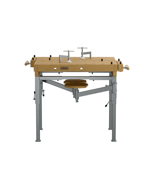 Sjöbergs EDU 1300 with steel trestle 2-station with hinged stool