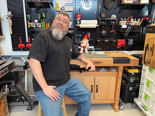 Patrick Laperrière at his workbench in the workshop