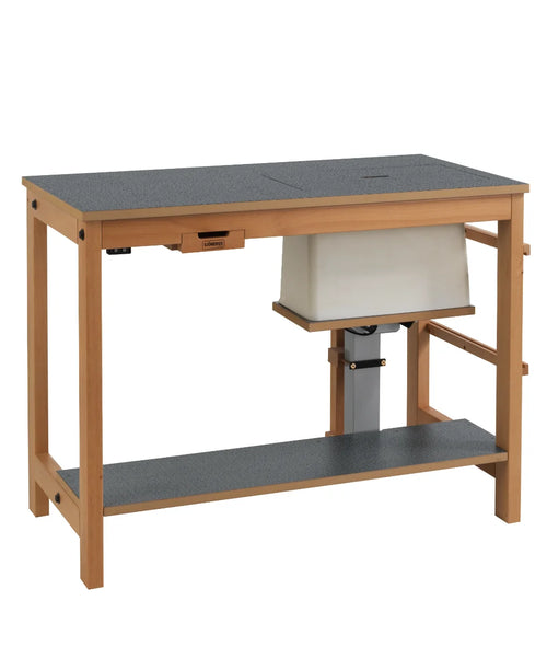 Sjöbergs Symaskinsbord, med elhiss, mörkgrå Virrvarr