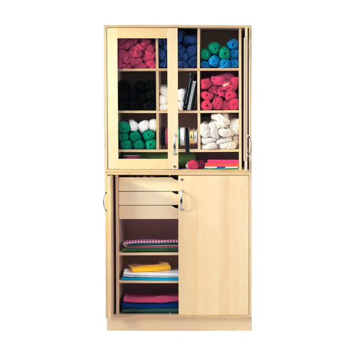 Sjöbergs Cabinet 1, glass/birch doors, textile proposal