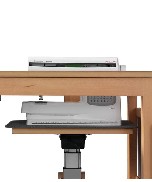 Sjöbergs Symaskinsbord, med elhiss, mörkgrå Virrvarr